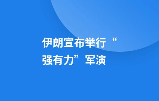 伊朗宣布举行“强有力”军演