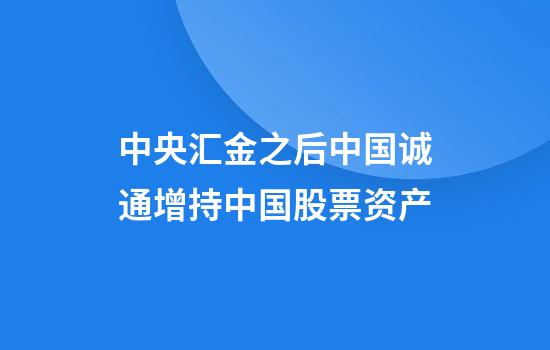 中央汇金之后中国诚通增持中国股票资产