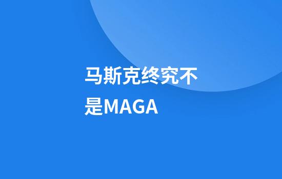 马斯克终究不是MAGA