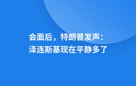 会面后，特朗普发声：泽连斯基现在平静多了