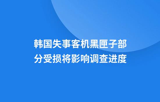 韩国失事客机黑匣子部分受损将影响调查进度