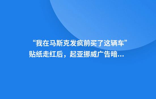 “我在马斯克发疯前买了这辆车”贴纸走红后，起亚挪威广告暗讽马斯克