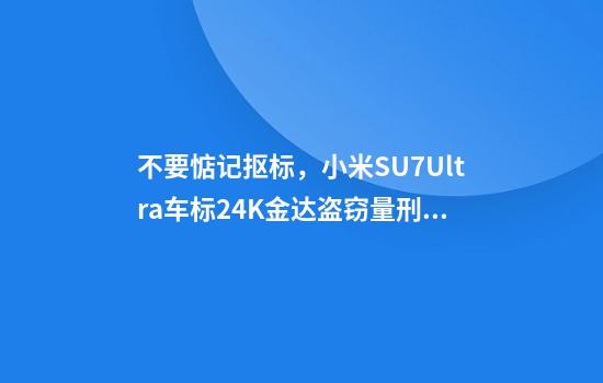 不要惦记抠标，小米SU7Ultra车标24K金达盗窃量刑标准