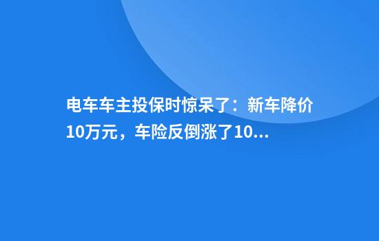 电车车主投保时惊呆了：新车降价10万元，车险反倒涨了1000元！