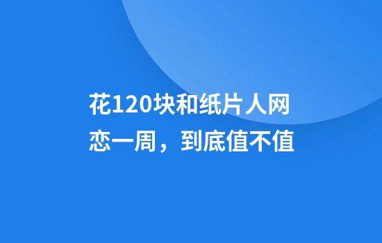 花120块和纸片人网恋一周，到底值不值