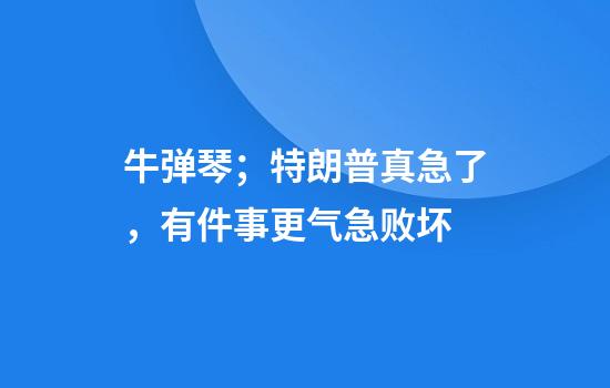 牛弹琴；特朗普真急了，有件事更气急败坏