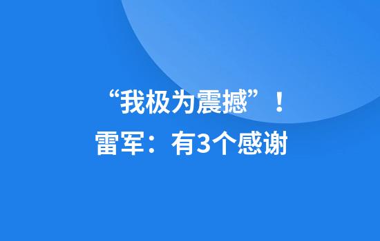 “我极为震撼”！雷军：有3个感谢