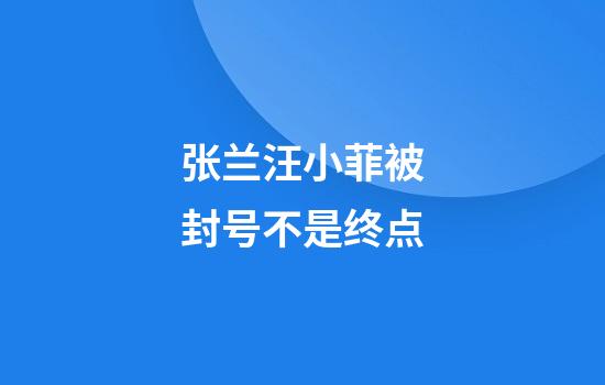 张兰汪小菲被封号不是终点