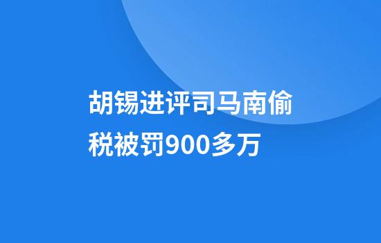 胡锡进评司马南偷税被罚900多万