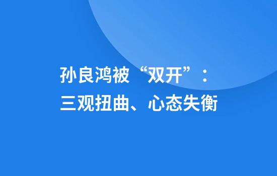 孙良鸿被“双开”：三观扭曲、心态失衡
