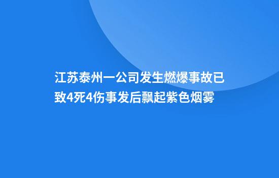 江苏泰州一公司发生燃爆事故已致4死4伤事发后飘起紫色烟雾