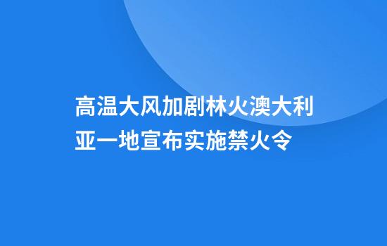 高温大风加剧林火澳大利亚一地宣布实施禁火令