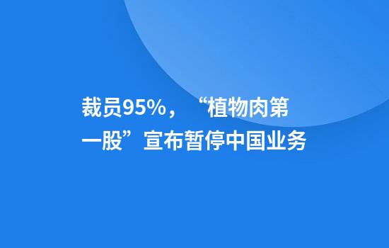 裁员95%，“植物肉第一股”宣布暂停中国业务
