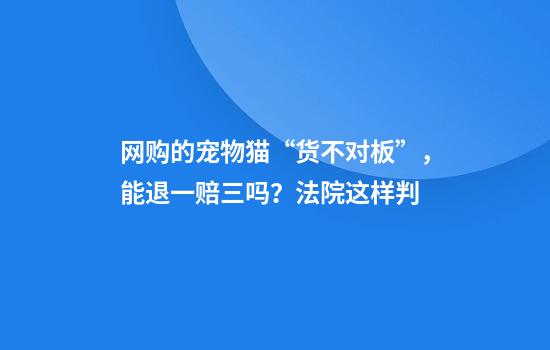 网购的宠物猫“货不对板”，能退一赔三吗？法院这样判