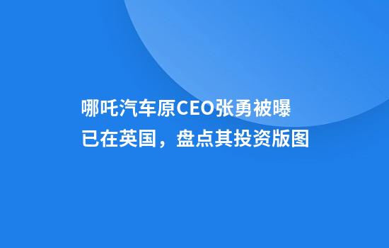 哪吒汽车原CEO张勇被曝已在英国，盘点其投资版图