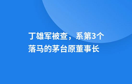 丁雄军被查，系第3个落马的茅台原董事长