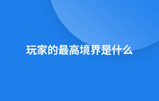 玩家的最高境界是什么