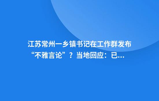 江苏常州一乡镇书记在工作群发布“不雅言论”？当地回应：已在处理中