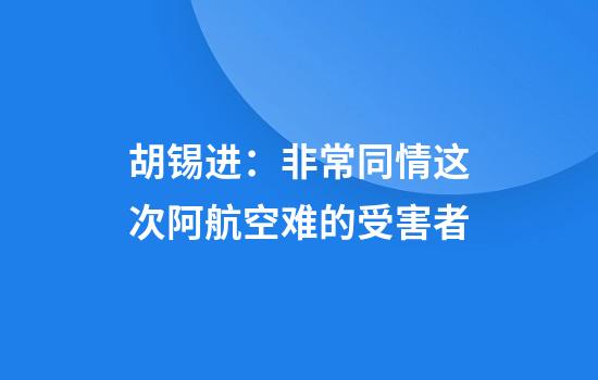 胡锡进：非常同情这次阿航空难的受害者