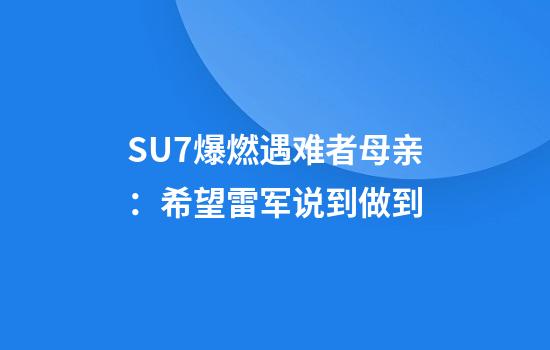SU7爆燃遇难者母亲：希望雷军说到做到