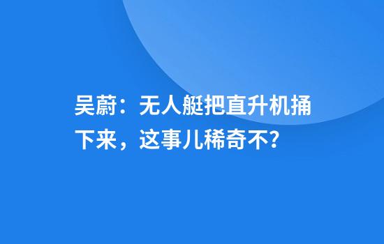 吴蔚：无人艇把直升机捅下来，这事儿稀奇不？