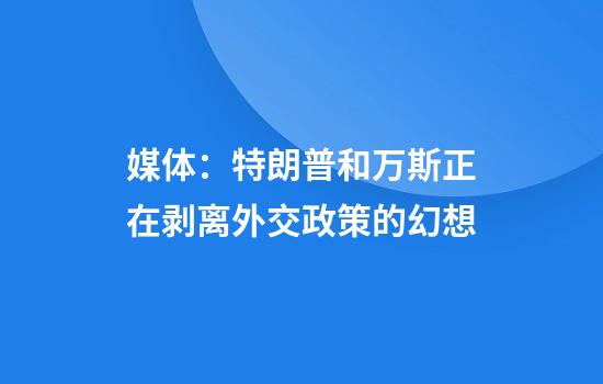 媒体：特朗普和万斯正在剥离外交政策的幻想