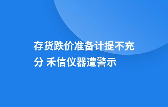 存货跌价准备计提不充分 禾信仪器遭警示