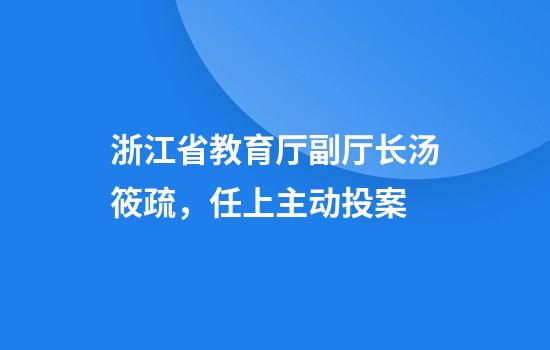 浙江省教育厅副厅长汤筱疏，任上主动投案