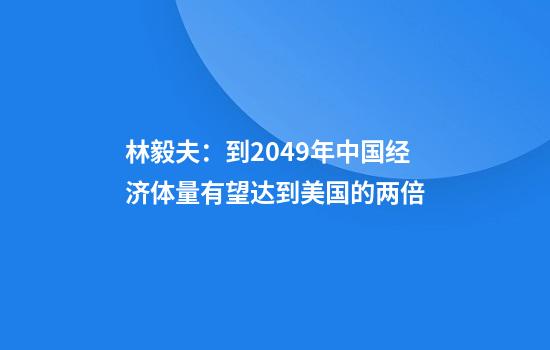林毅夫：到2049年中国经济体量有望达到美国的两倍