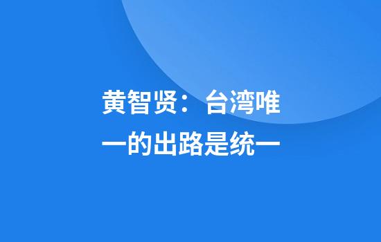 黄智贤：台湾唯一的出路是统一