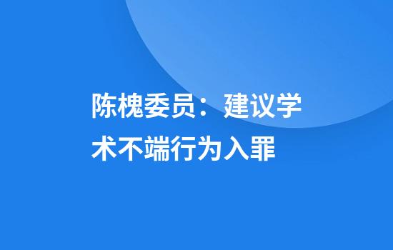 陈槐委员：建议学术不端行为入罪